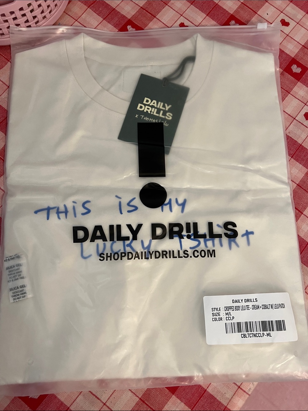 Daily Drills X LeLu Boxy Tshirt “This is my Lucky TShirt Size M/L